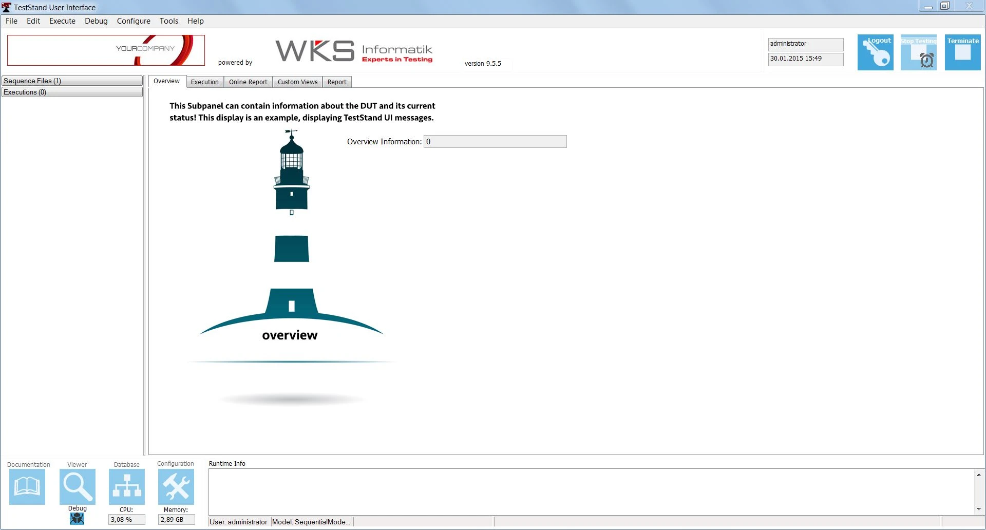 RTStand User Interface - Overview Tab